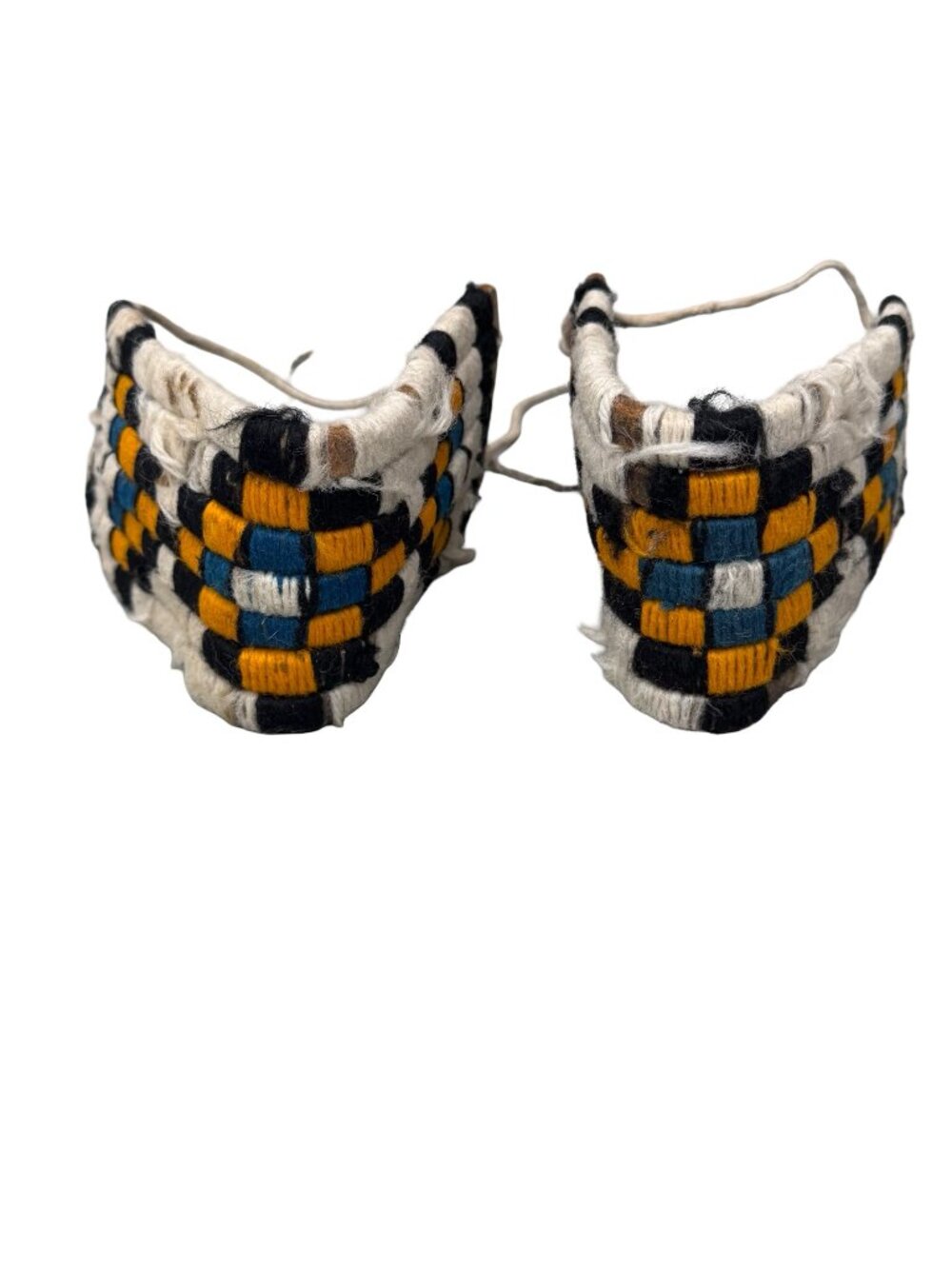 Vintage Handwoven Wool Native American Arm Wrist GuaCuffs Geometric Black Yellow